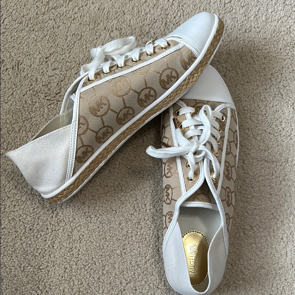 Michael Kors Women's Tan and White Sneakers